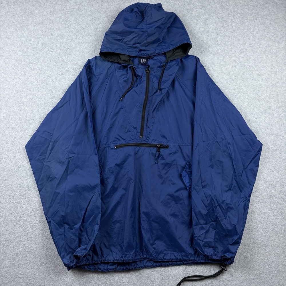 Vintage Gap Jacket Mens XL Blue Nylon Anorak Windbreaker Hooded 90s Gorpcore